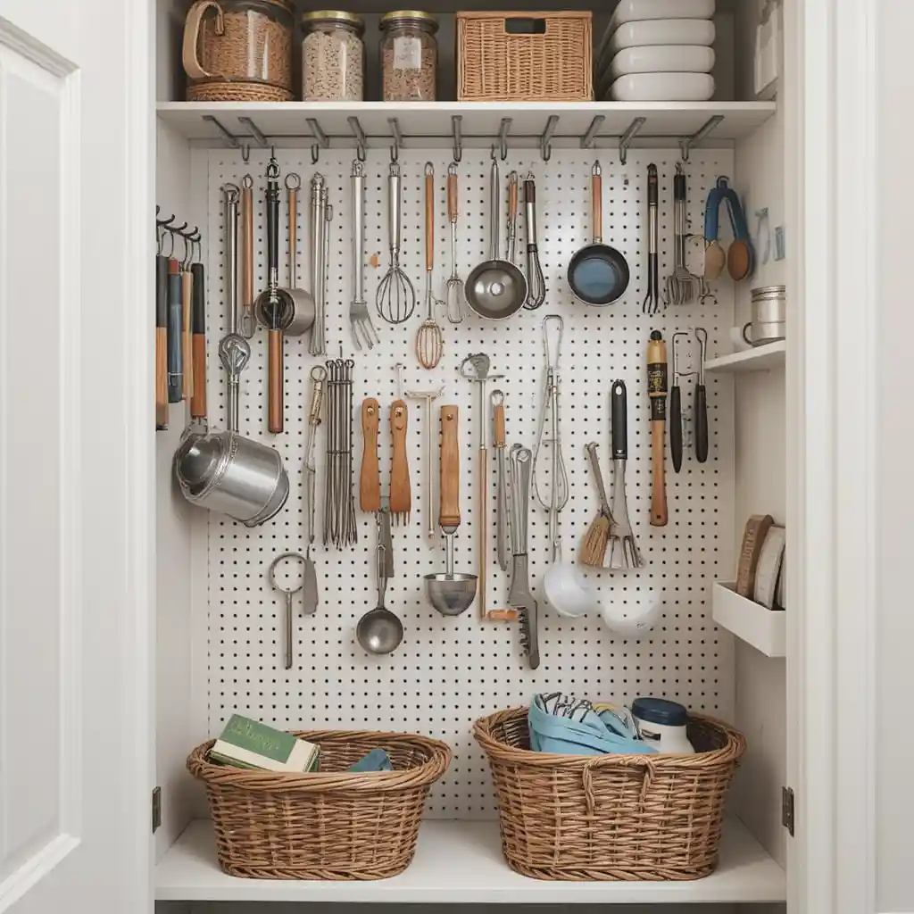 Wall-Mounted Pegboard for Flexible Storage