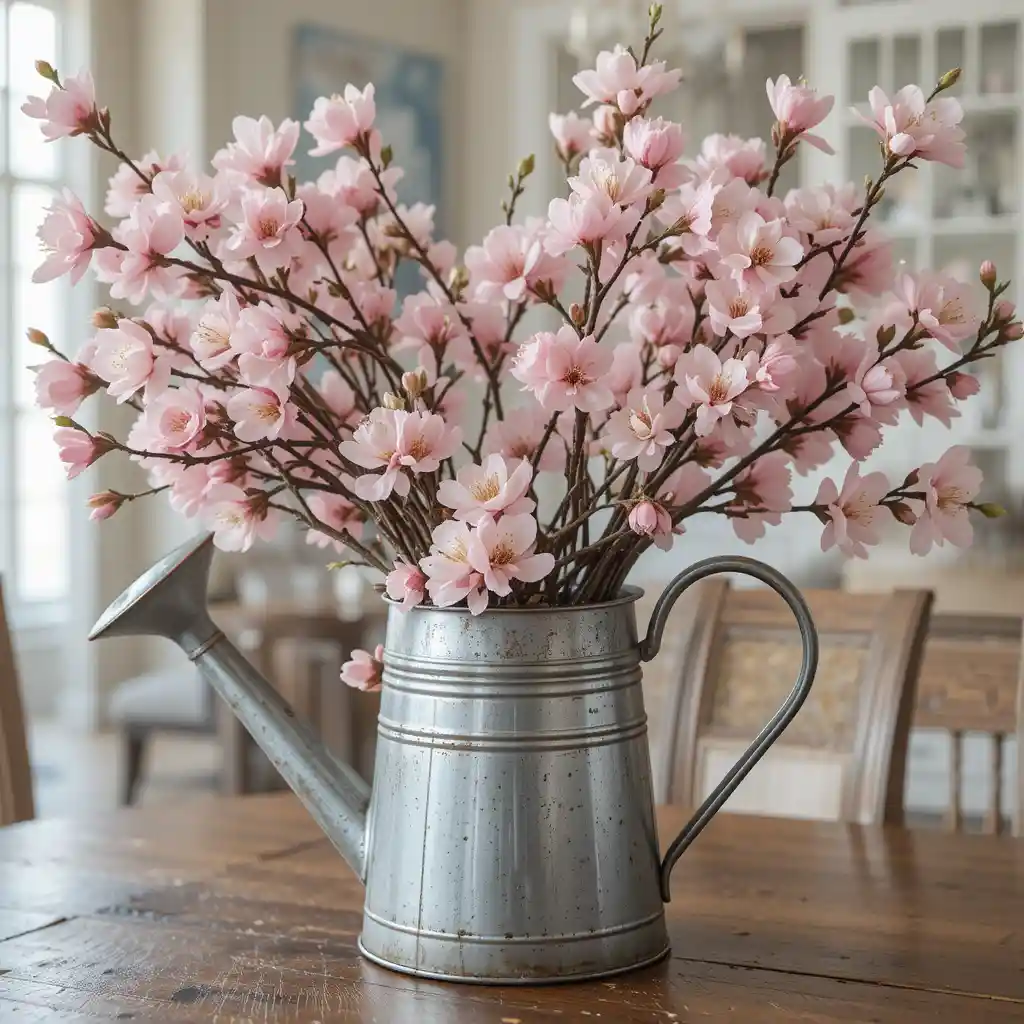 Watering Can with Blooming Branches