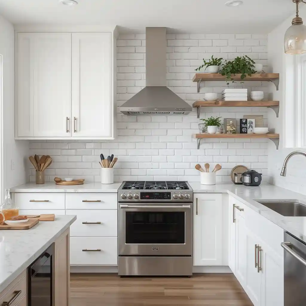 White Brick Backsplash