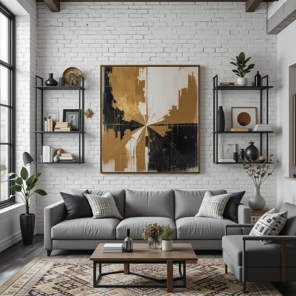 White Brick with Black and Gold Accents