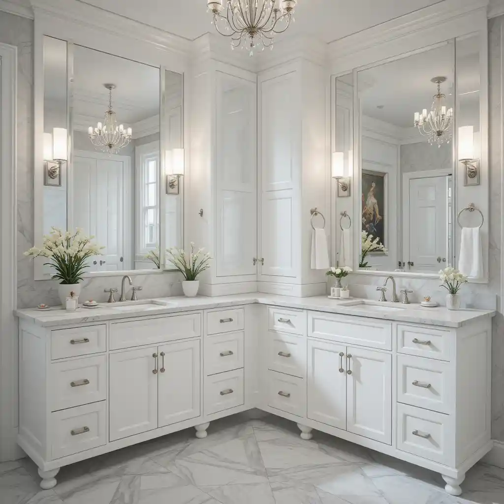 White Cabinetry with Mirrored Panels