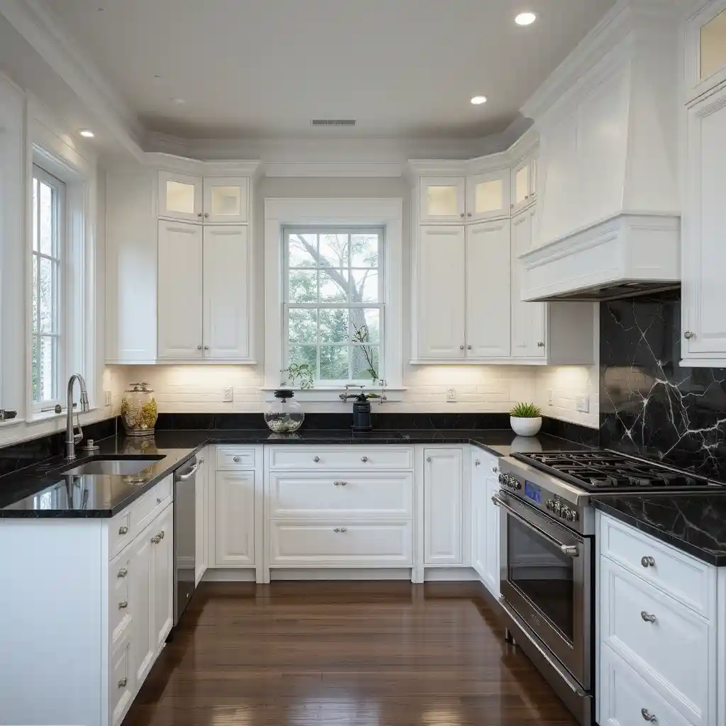 White Cabinets and Black Countertops