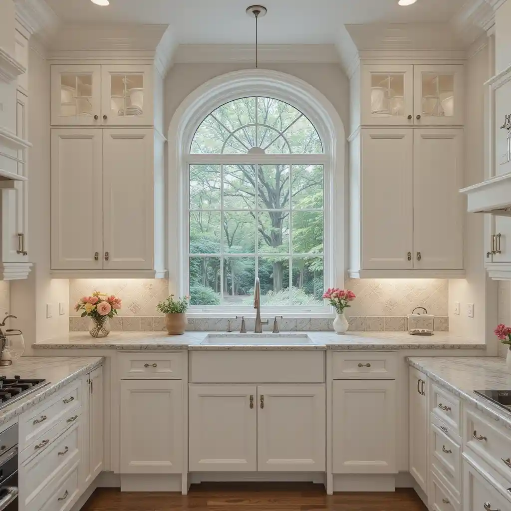 White Cabinets with Arched Windows