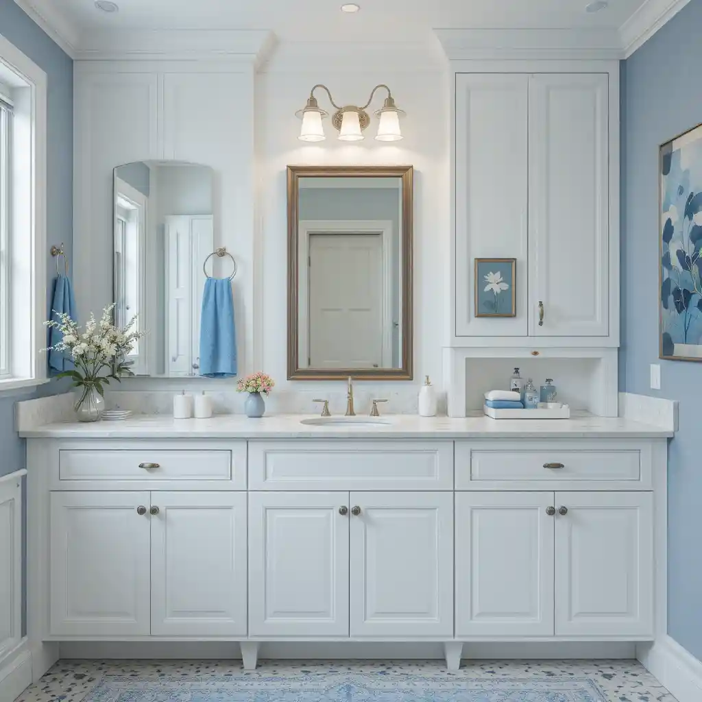 White Cabinets with Blue Accents
