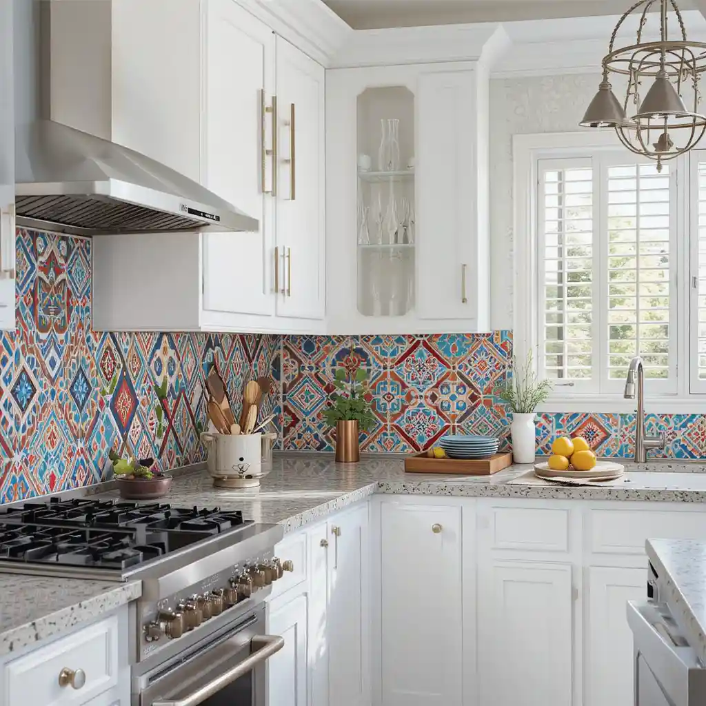 White Cabinets with Bold Backsplashes