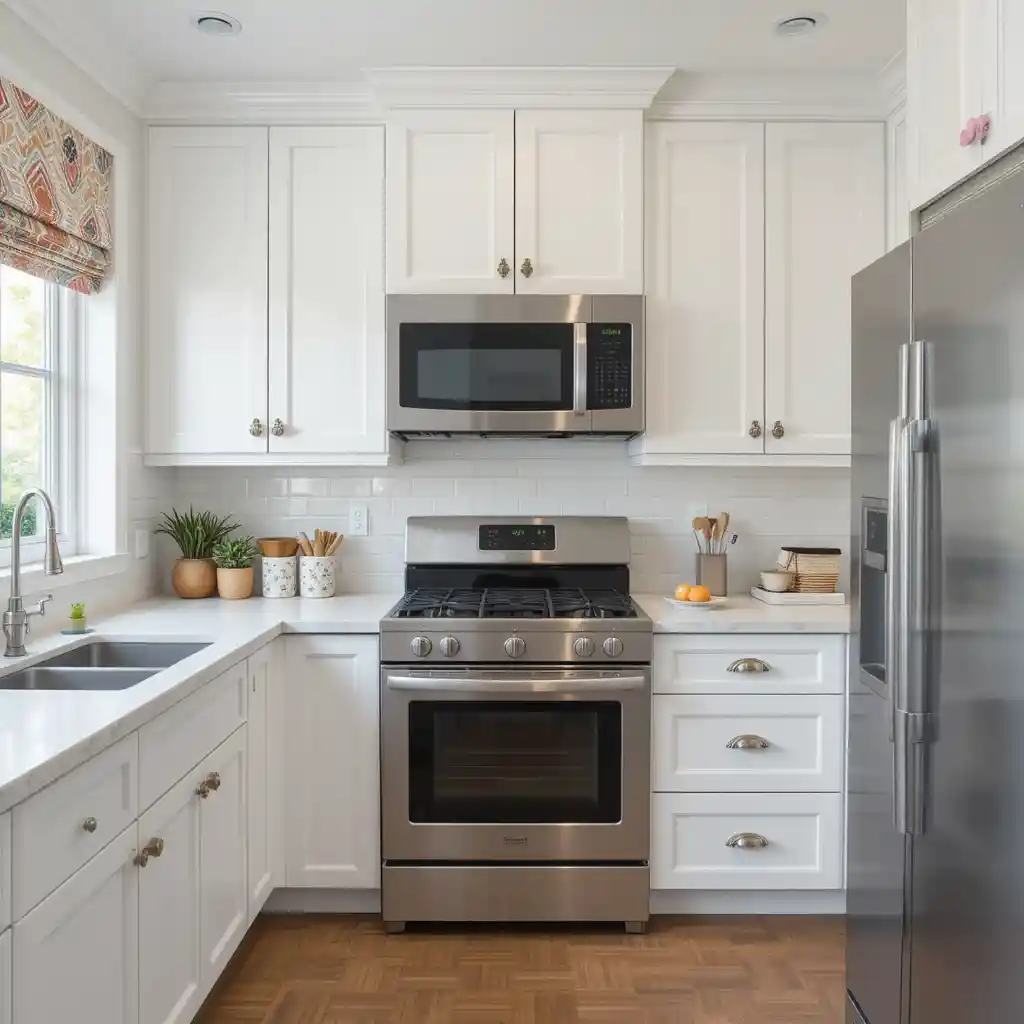 White Cabinets with Colorful Hardware
