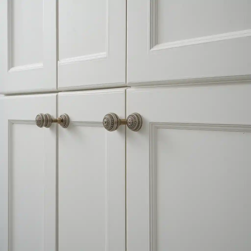 White Cabinets with Decorative Knobs