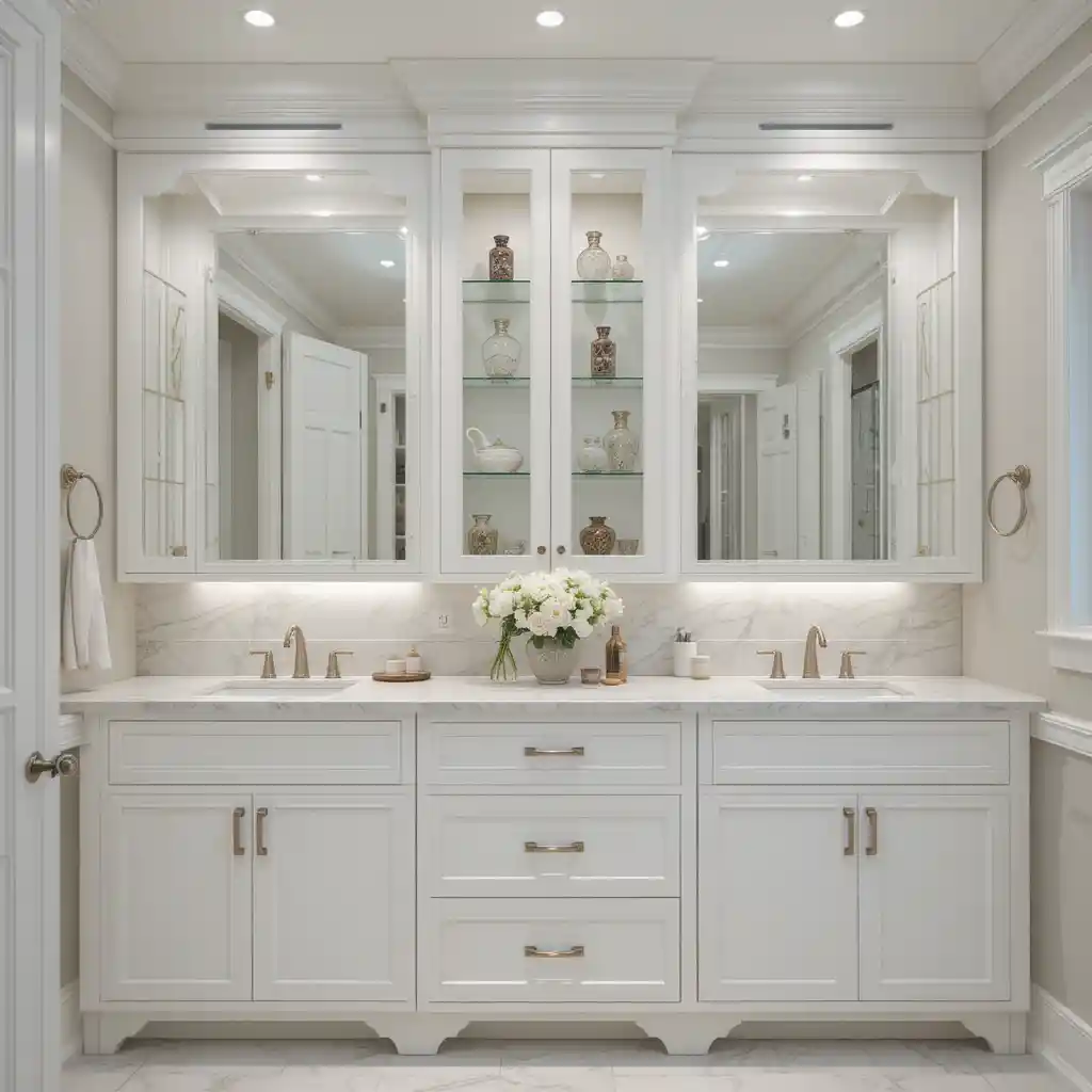 White Cabinets with Glass Inserts