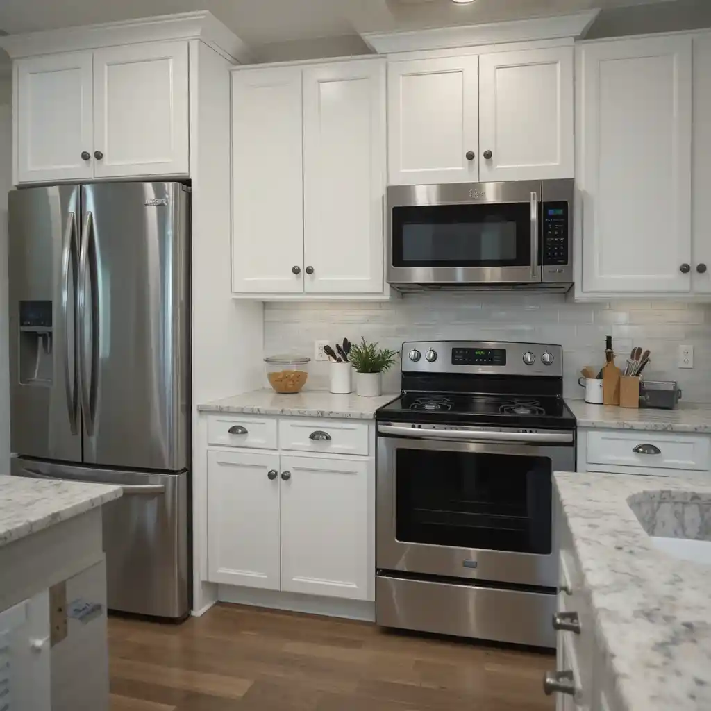 White Cabinets with Integrated Appliances