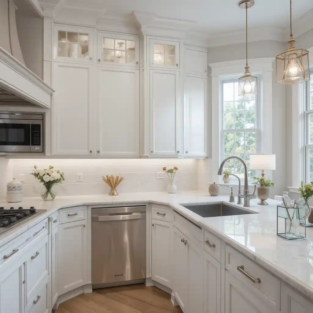 White Cabinets with Metallic Accents