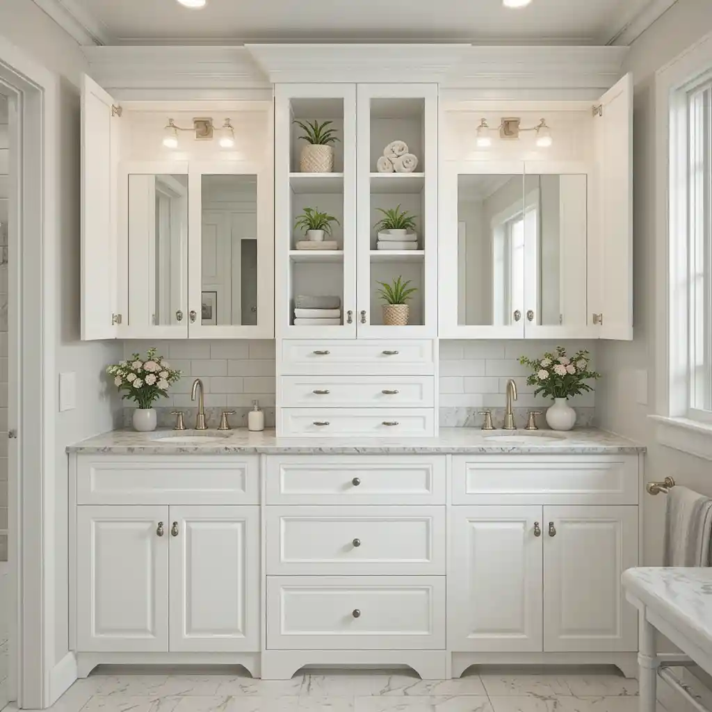 White Cabinets with Open Shelving