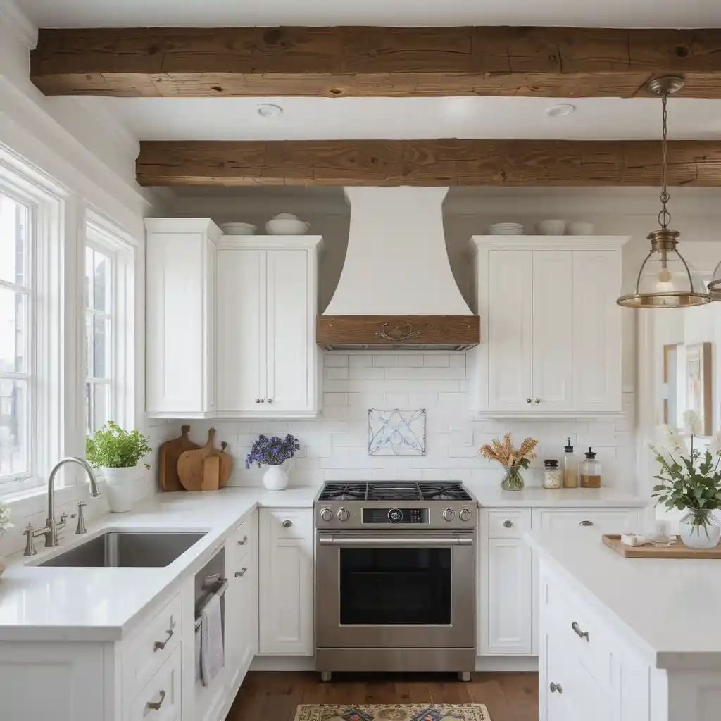 White Cabinets with Reclaimed Wood