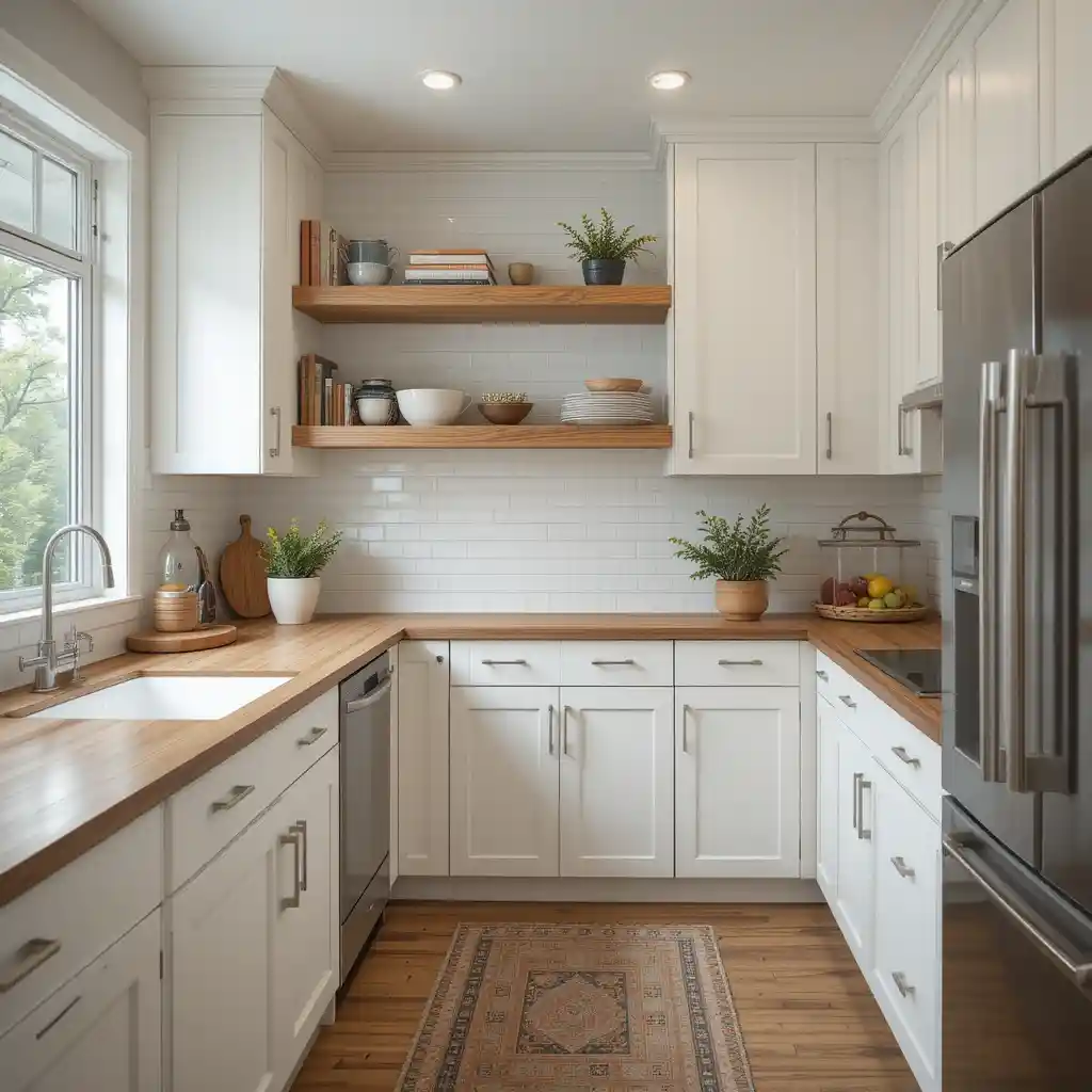 White Cabinets with Wooden Accents