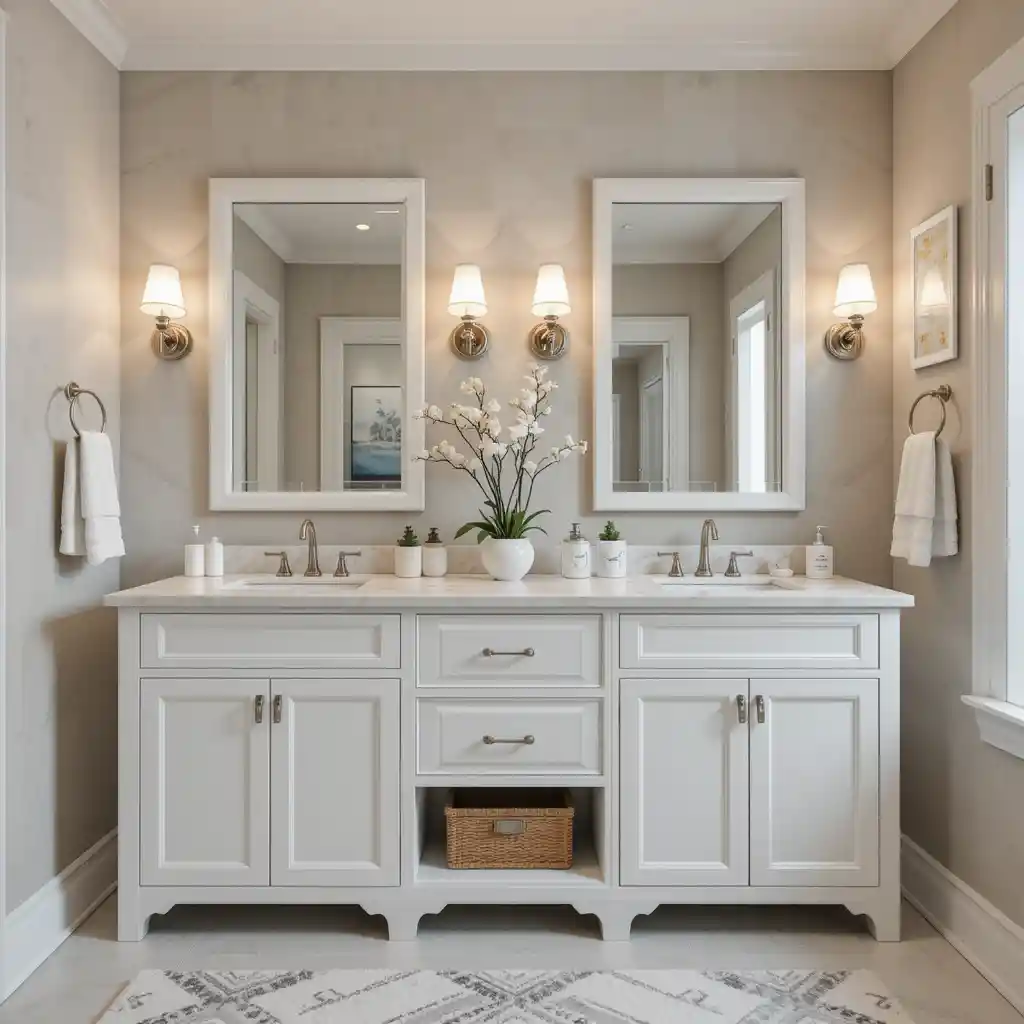 White Double Vanity for Couples