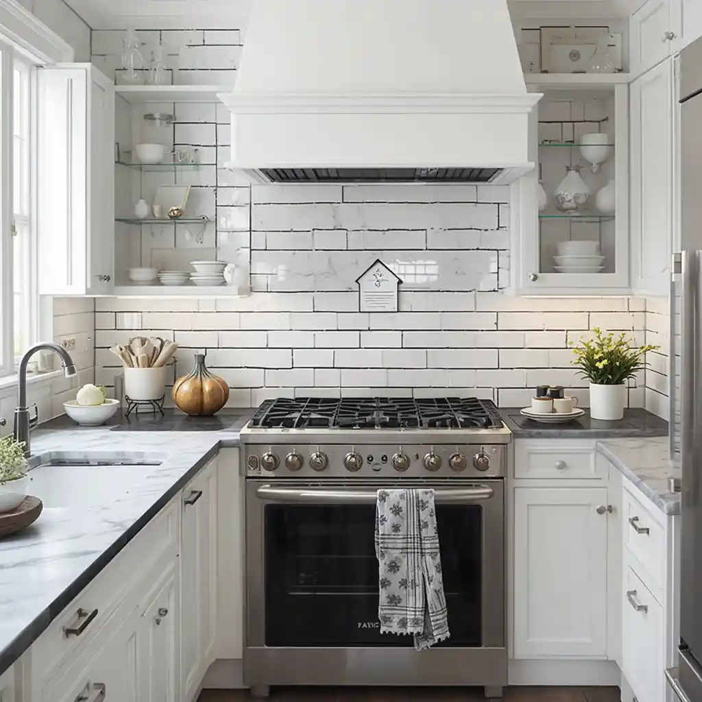 White Subway Tile with Black Grout