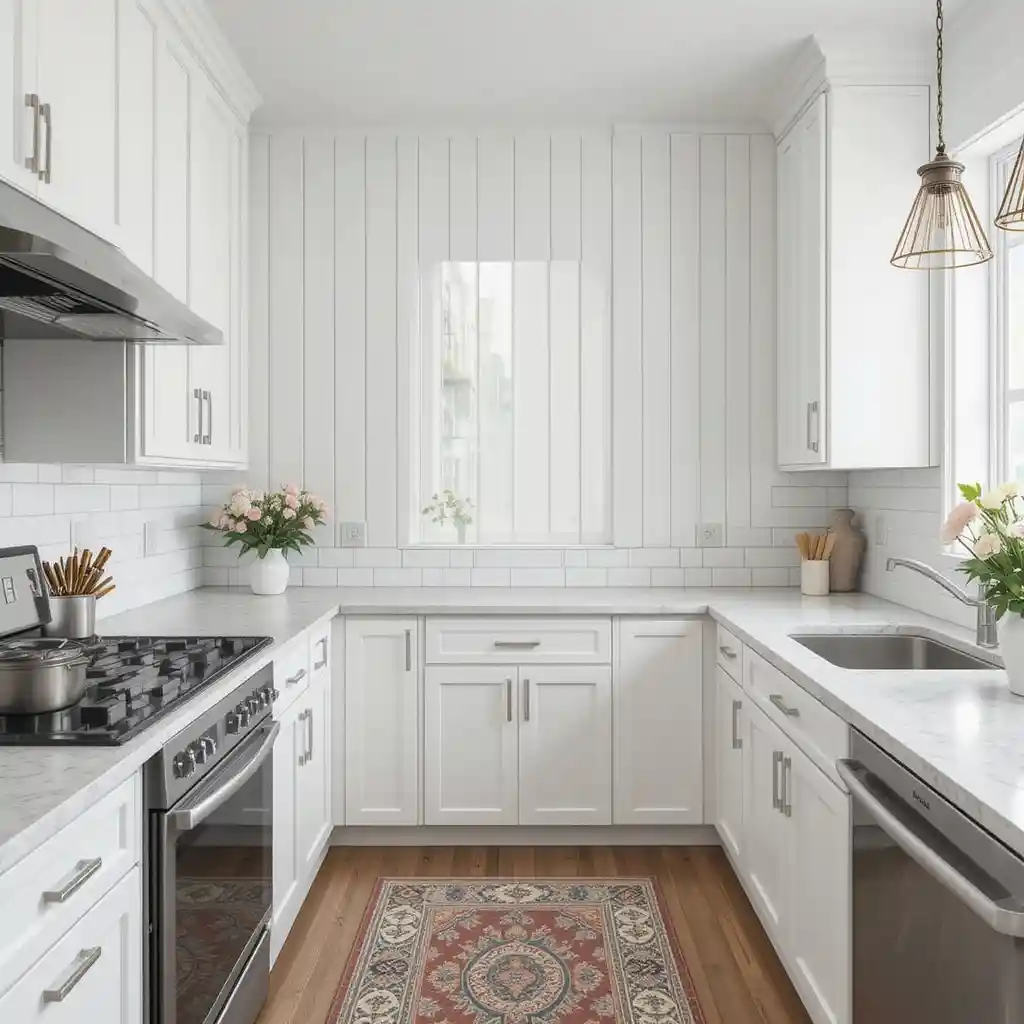 White Subway Tiles with Vertical Orientation