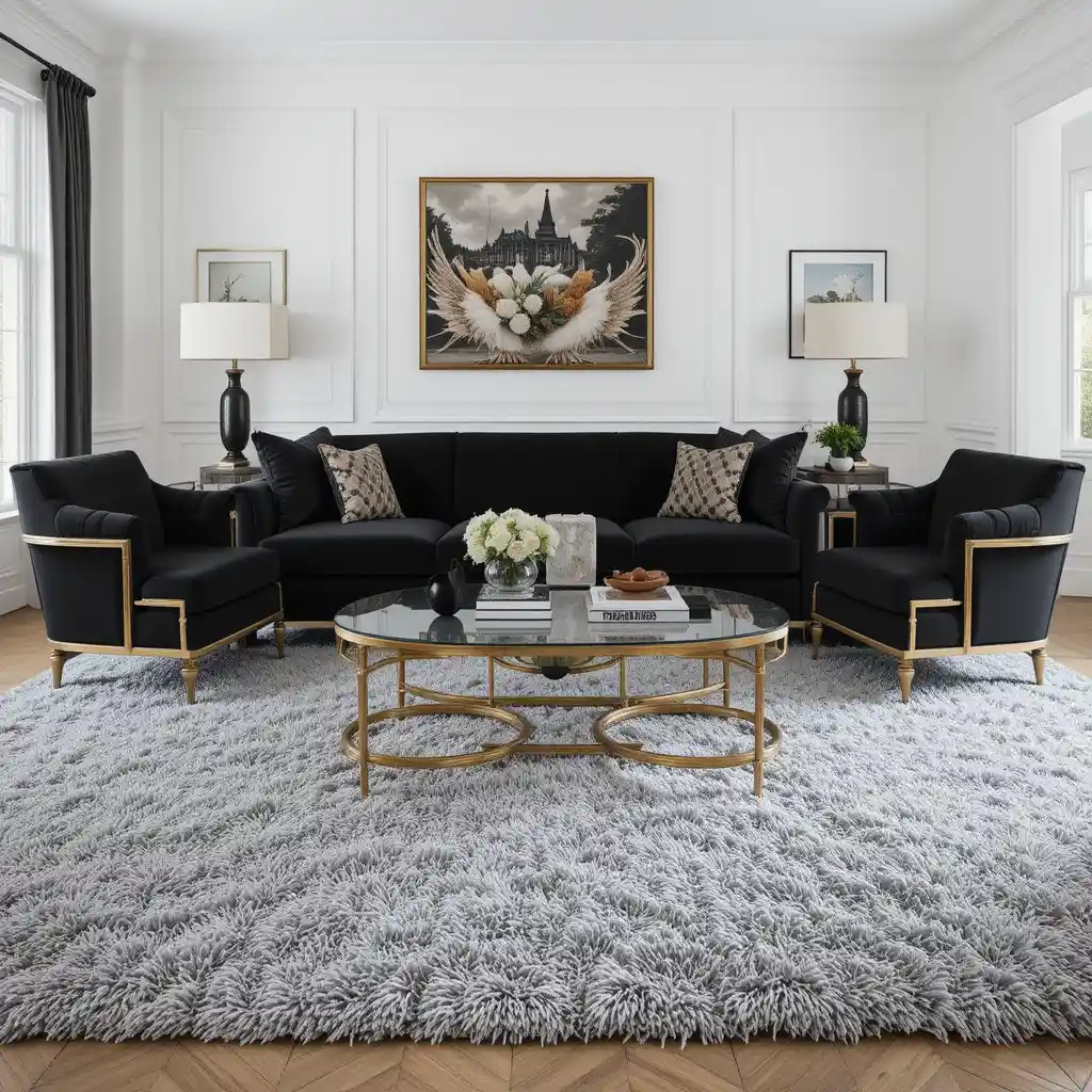White Walls with Black and Gold Statement Furniture