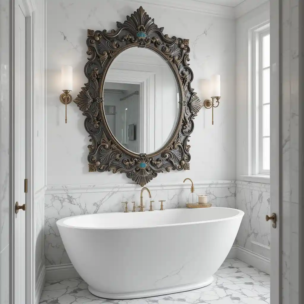 White Walls with Statement Mirrors