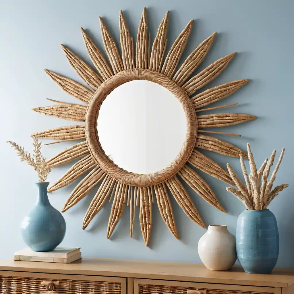 Wicker Sunburst Mirror for a Coastal Feel