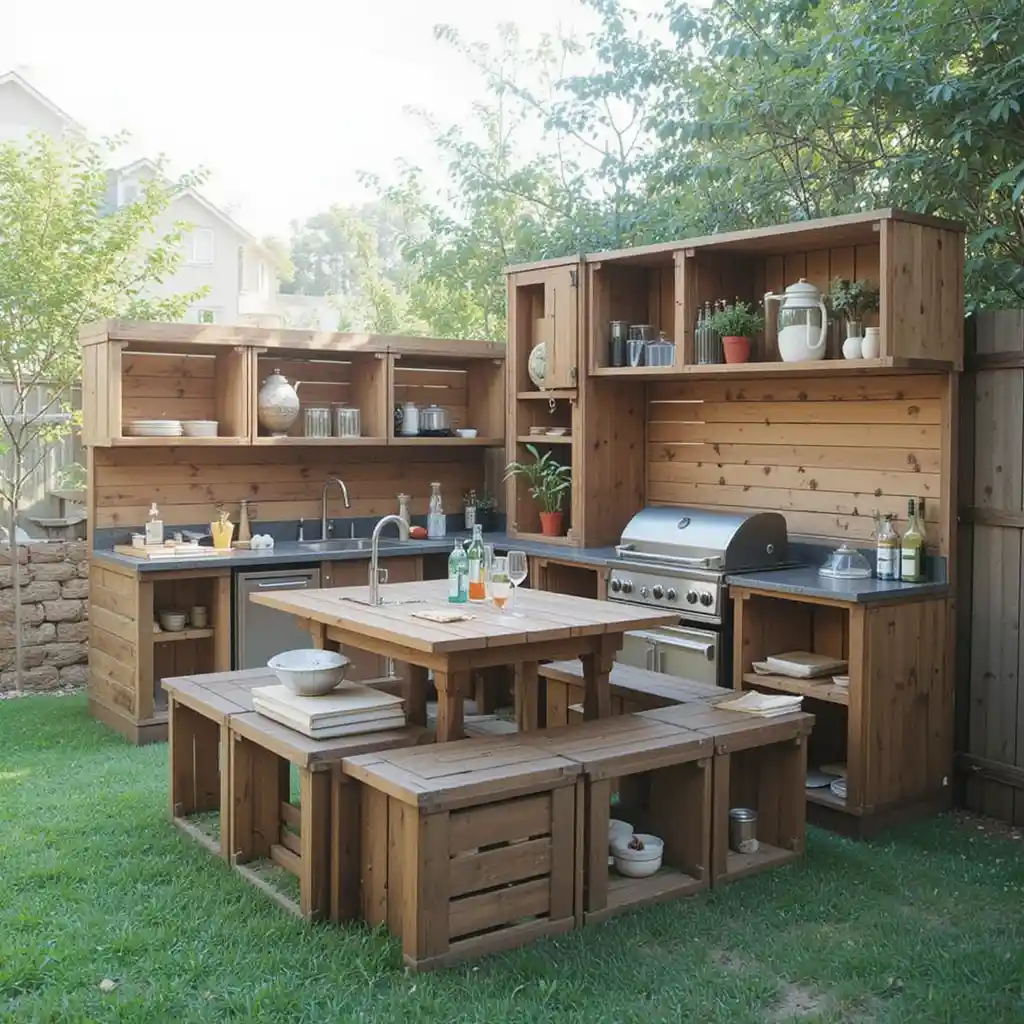 Wooden Crate Kitchen Setup