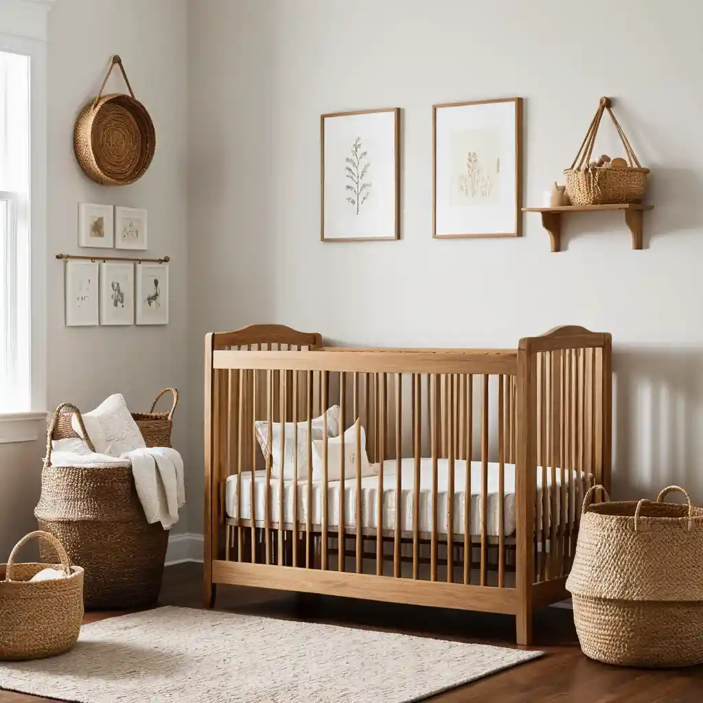 Wooden Crib Focused Room