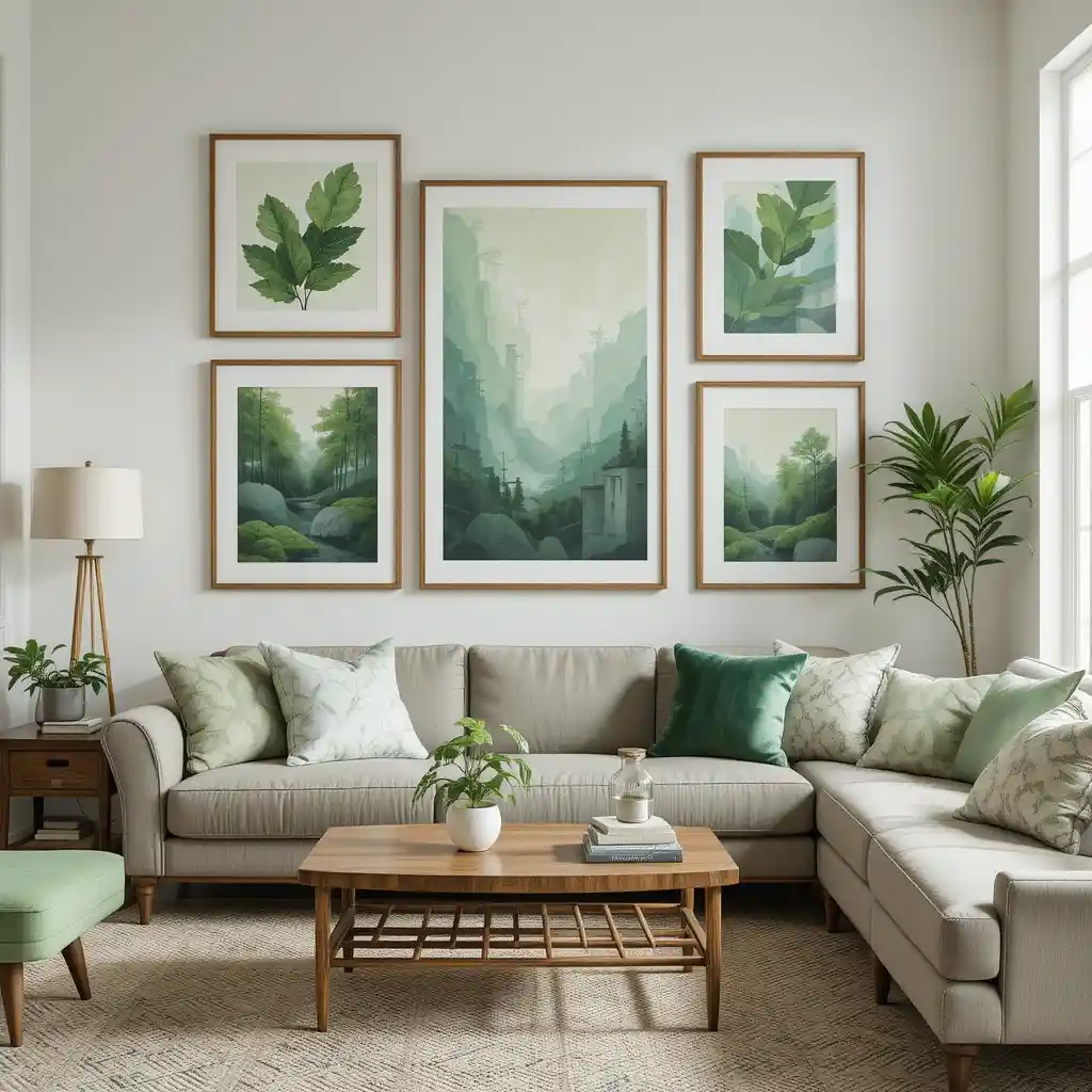 Wooden Frame Green Art Pieces
