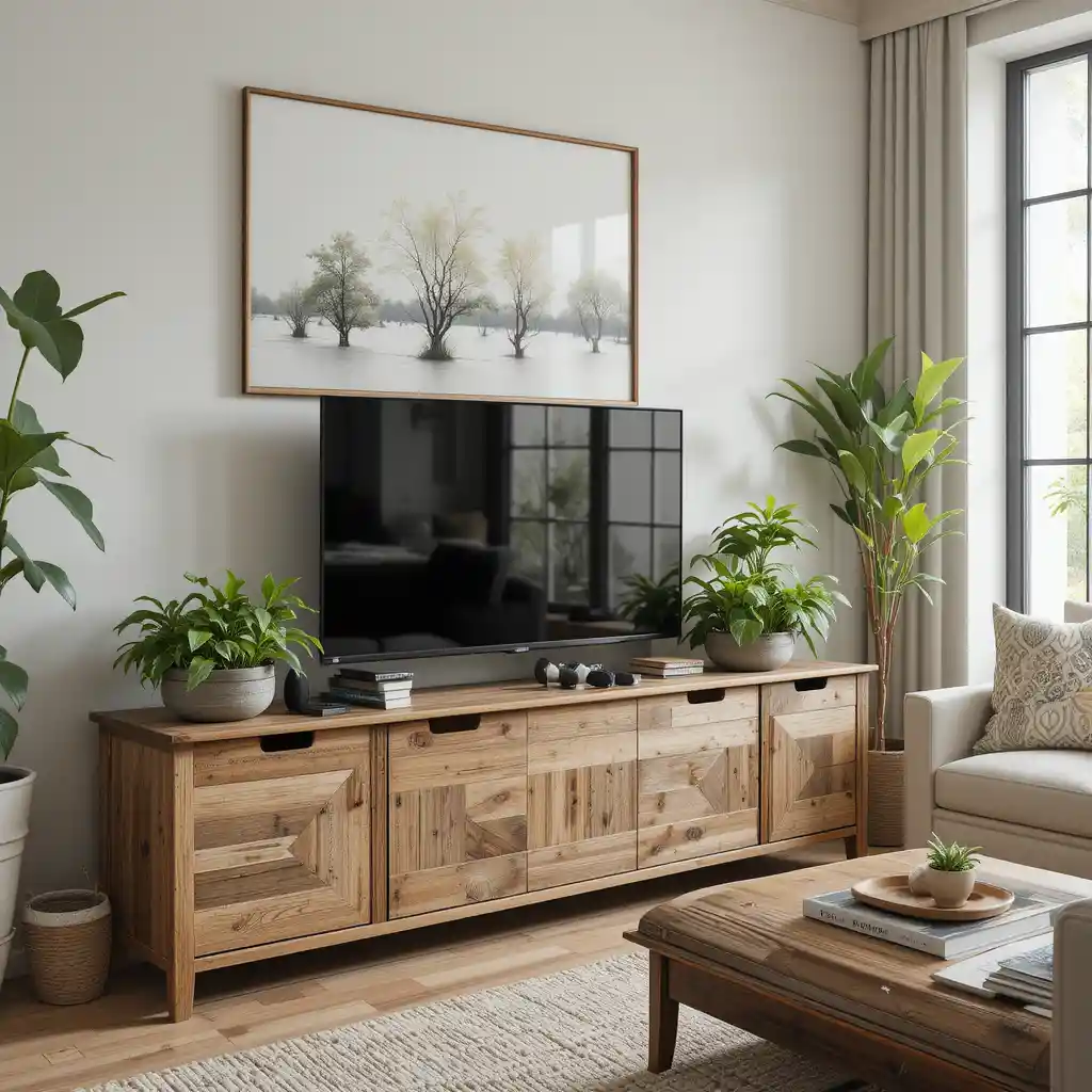 Wooden Storage with Green Planters