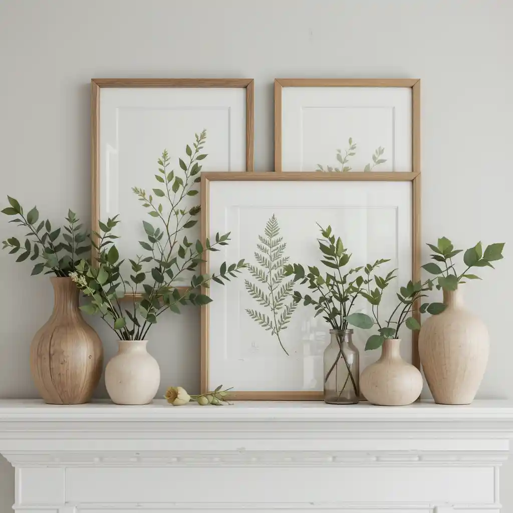 Airy Botanical Prints and Light Wood Accents