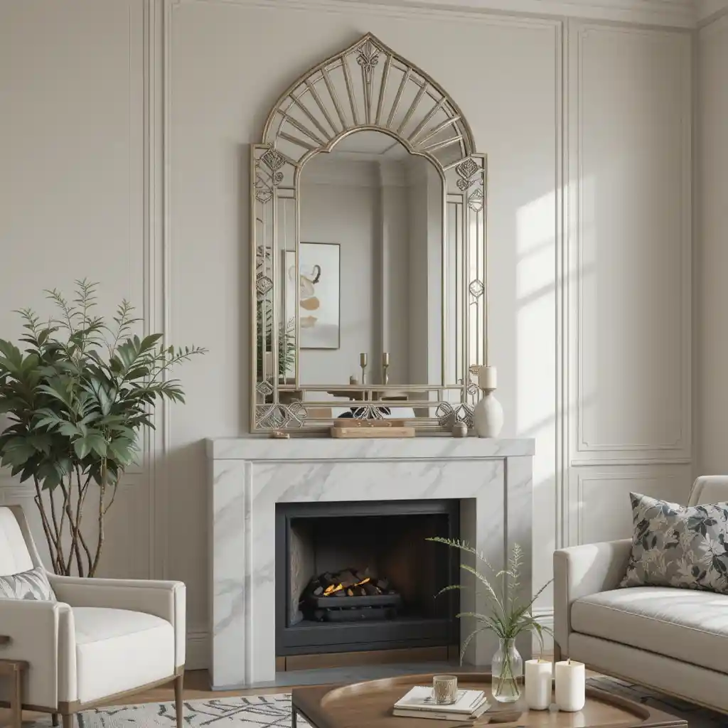 Art Deco Mirror with Contemporary Neutral Walls