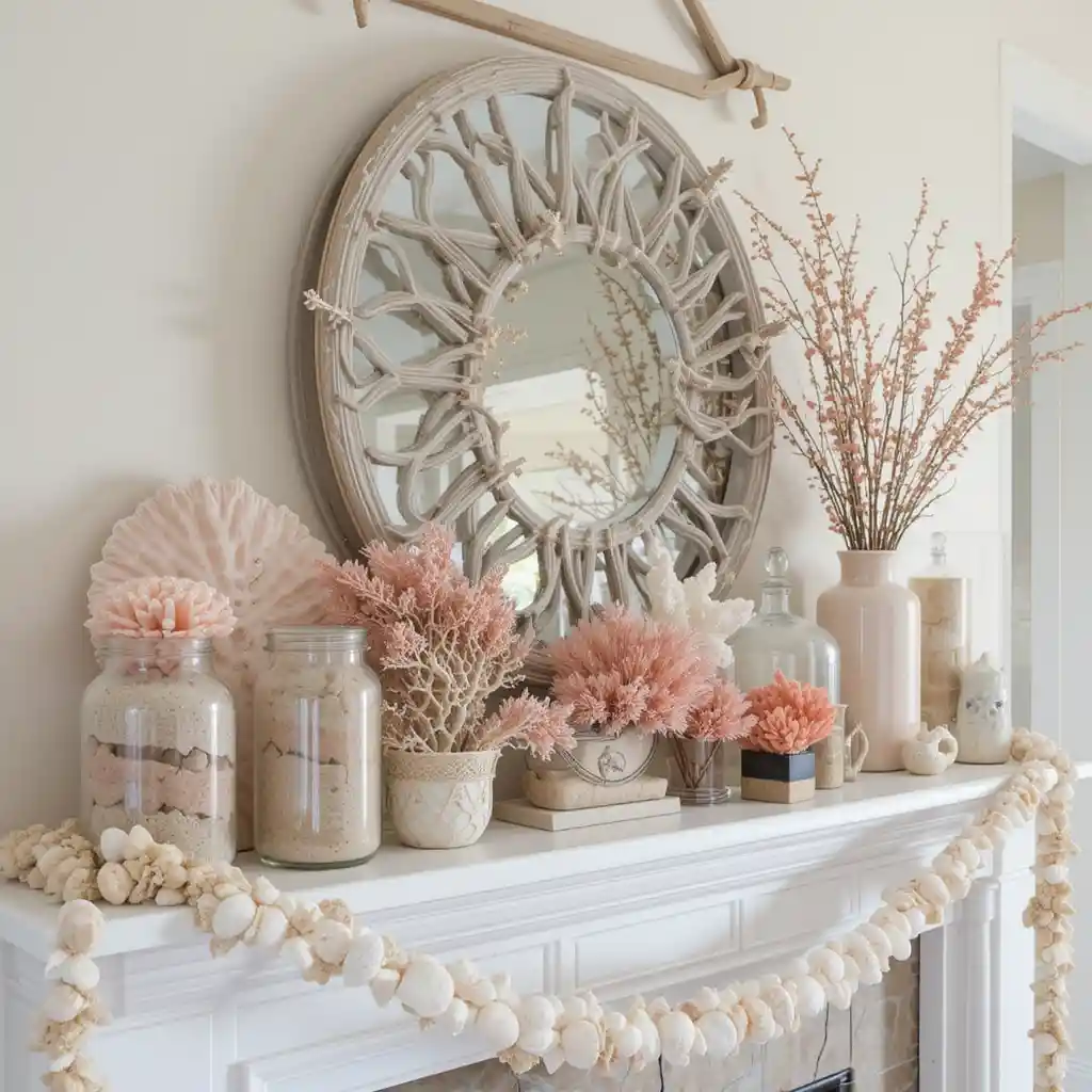 Beachy Coral and Sand Display