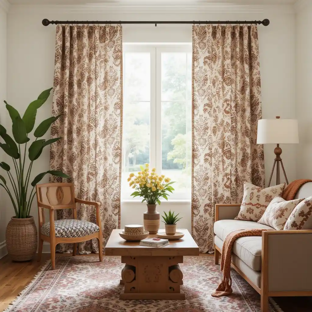 Boho Print Block Curtains for a Handmade Look