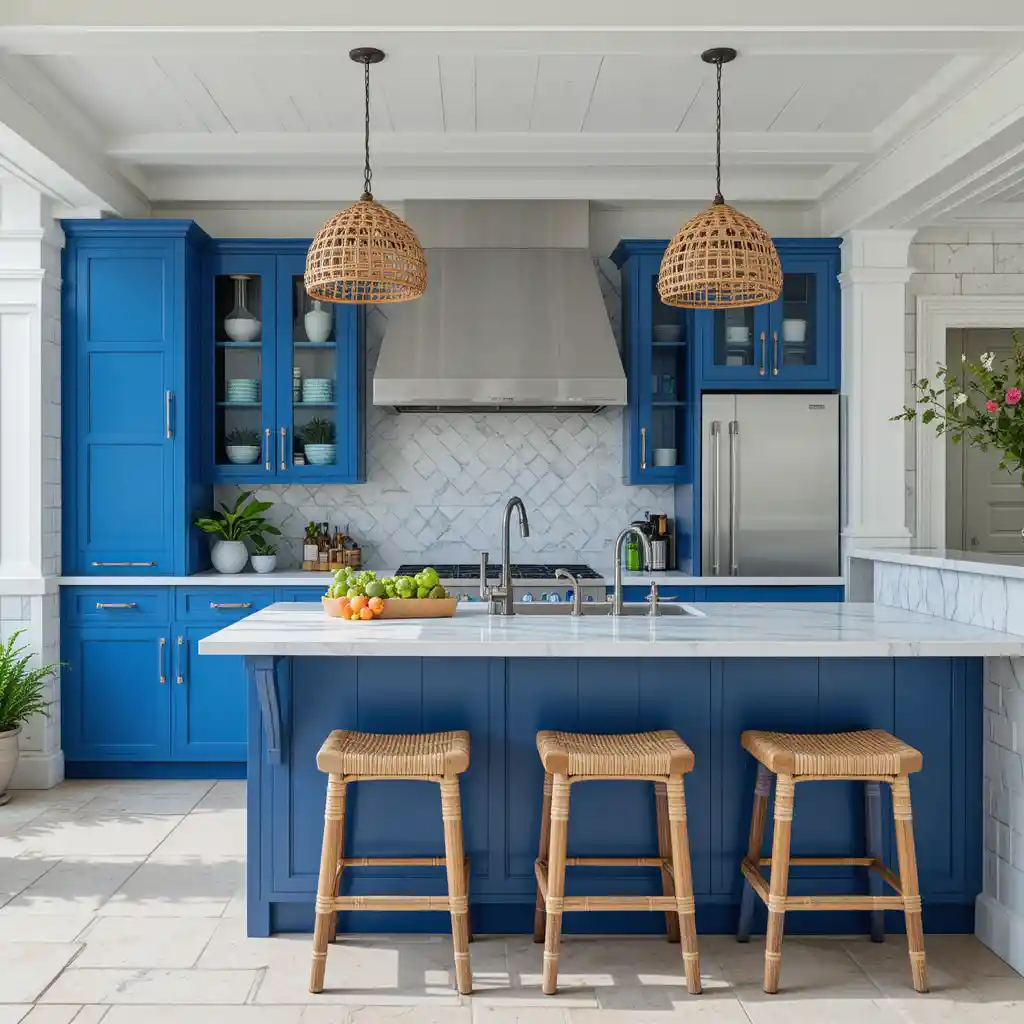Bold Blue Cabinets for a Coastal Vibe