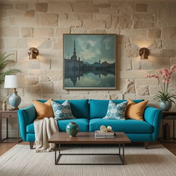 Bold Teal and Sandstone Contrast