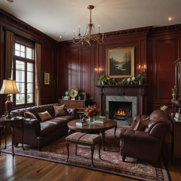 Burgundy Wood Paneling for a Classic Touch