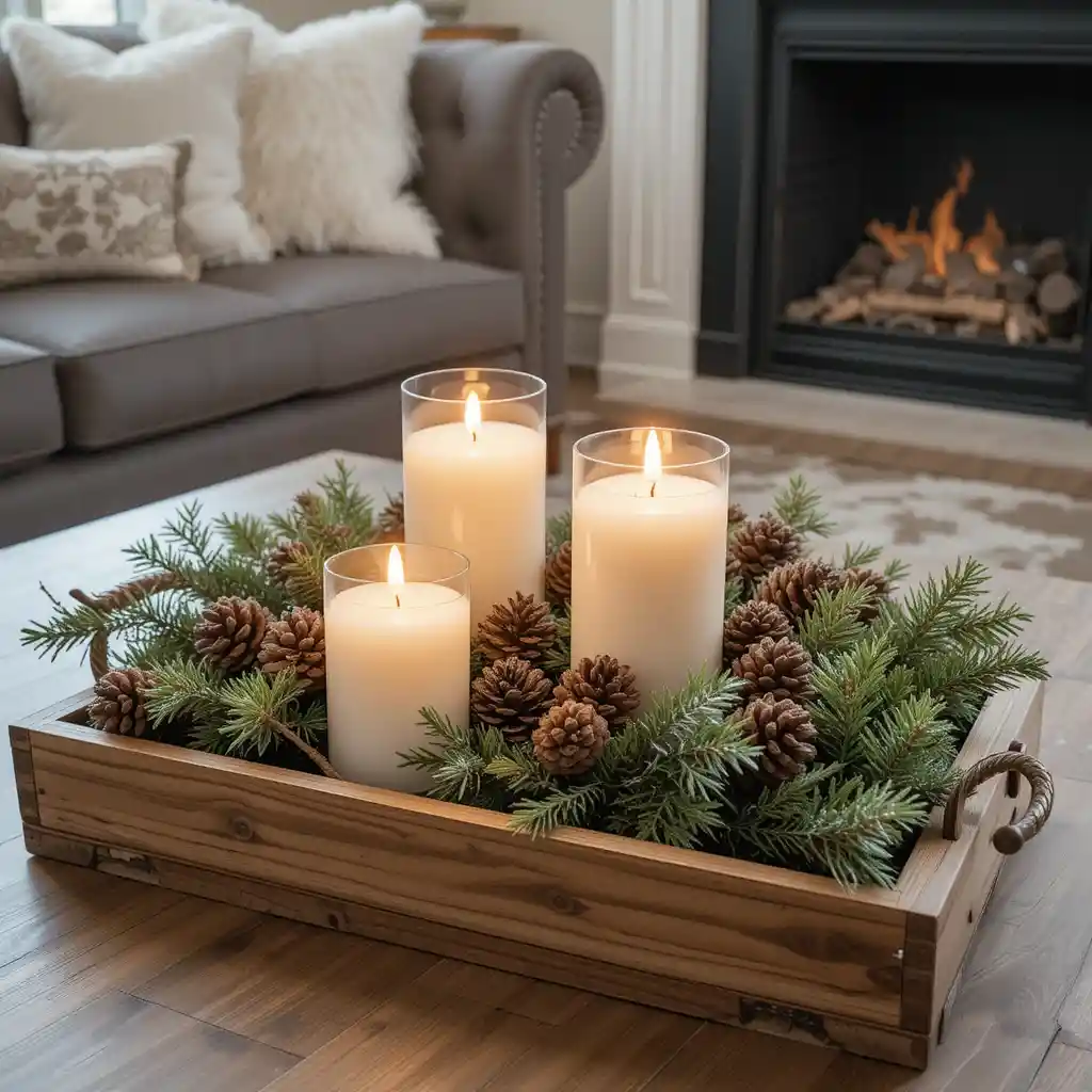 Candlelit Wooden Trays