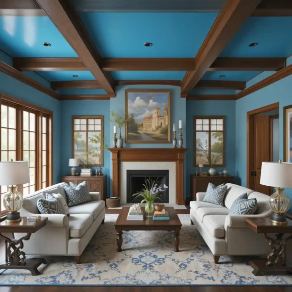 Cerulean Blue with Chestnut Trim