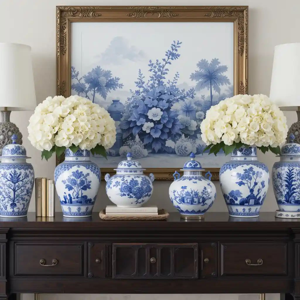 Classic Blue and White Porcelain Display