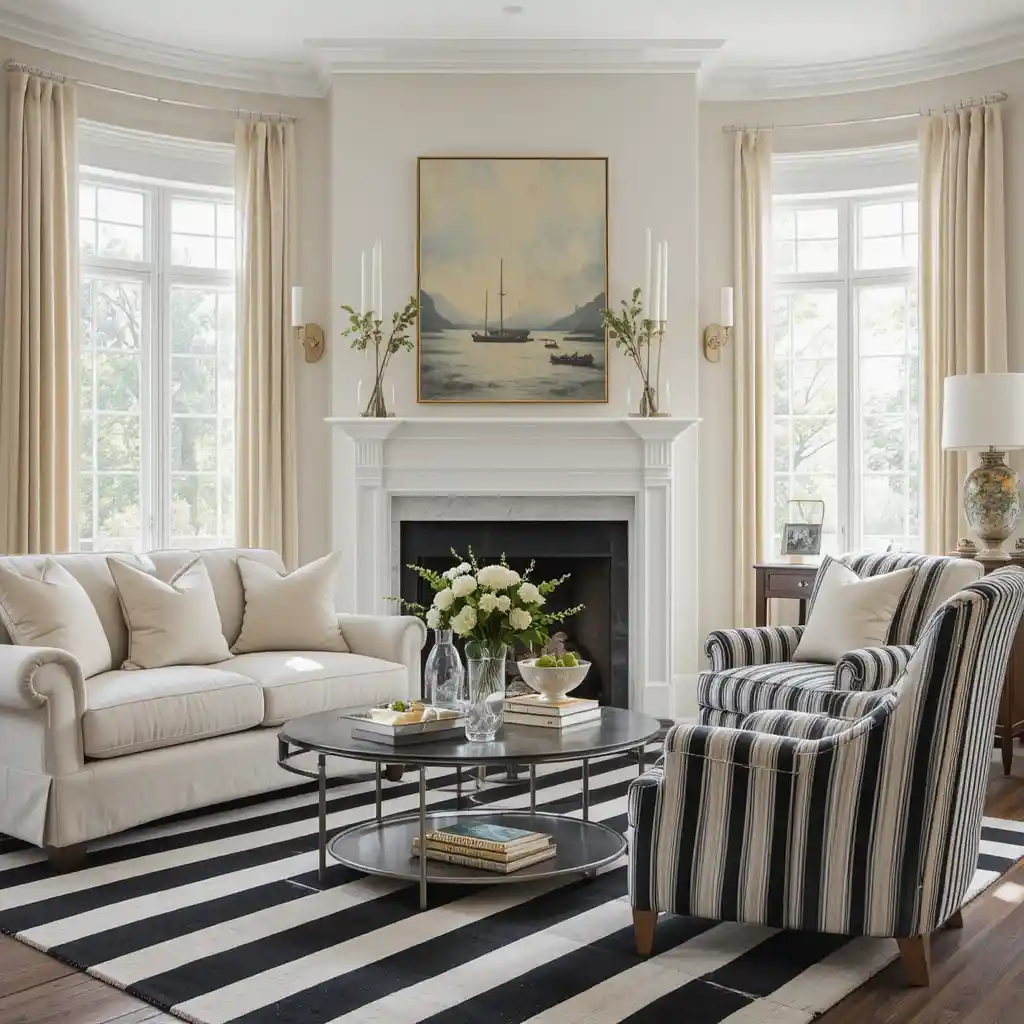 Classic Stripes in Beige, Black, and White