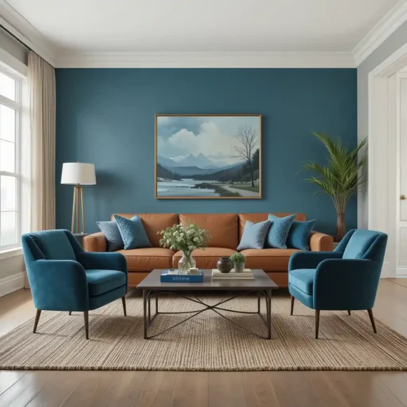 Cognac Leather and Teal Velvet Mix