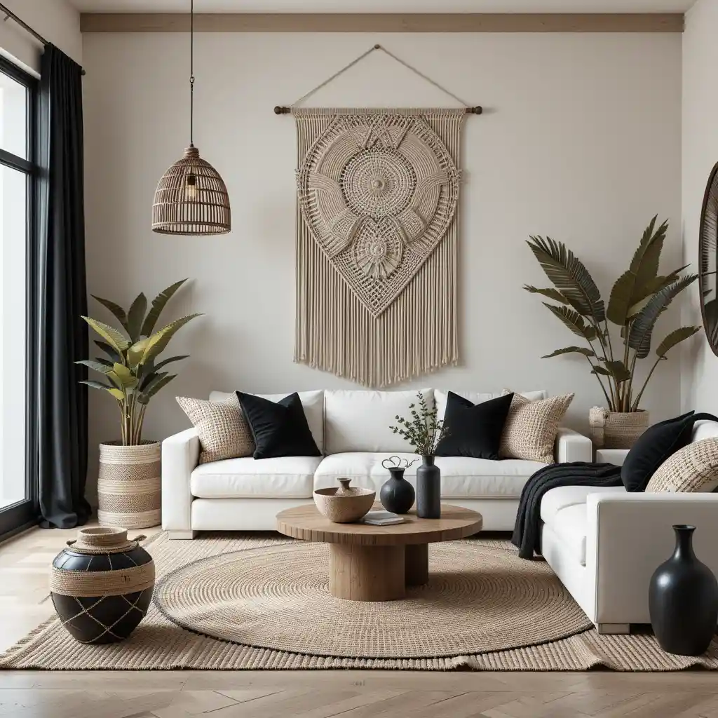 Contemporary Boho with Neutral Textiles and Black Details