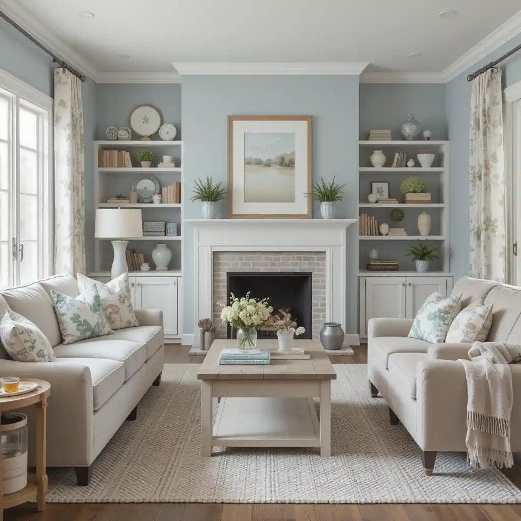 Cozy Cottage Feel with Dusty Blue and Taupe