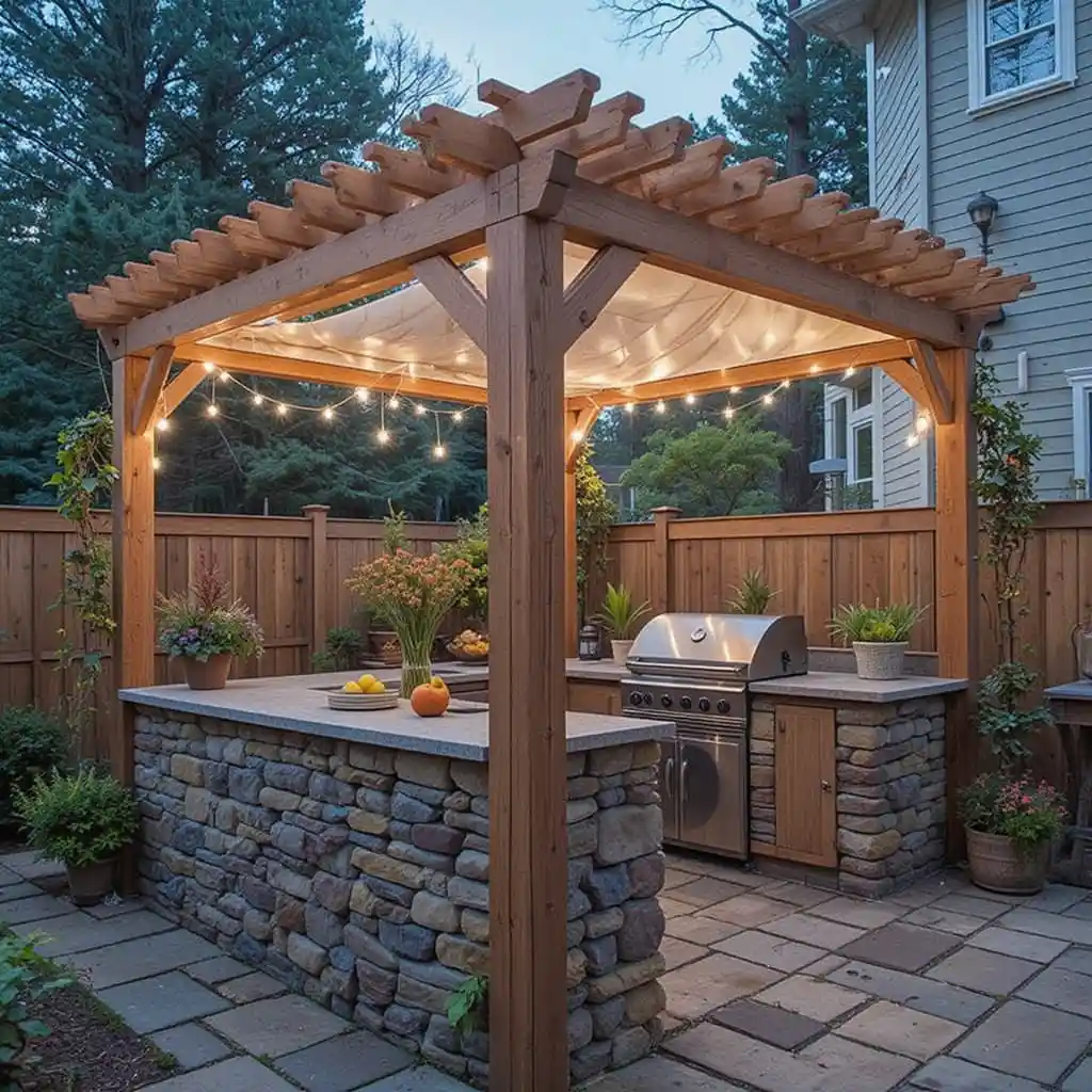 DIY Pergola Over Cooking Area