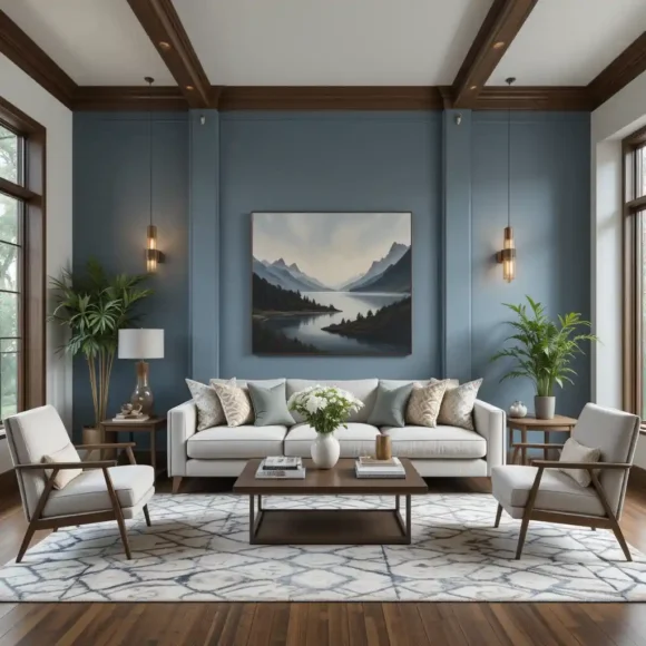 Dusty Blue with Walnut and Copper
