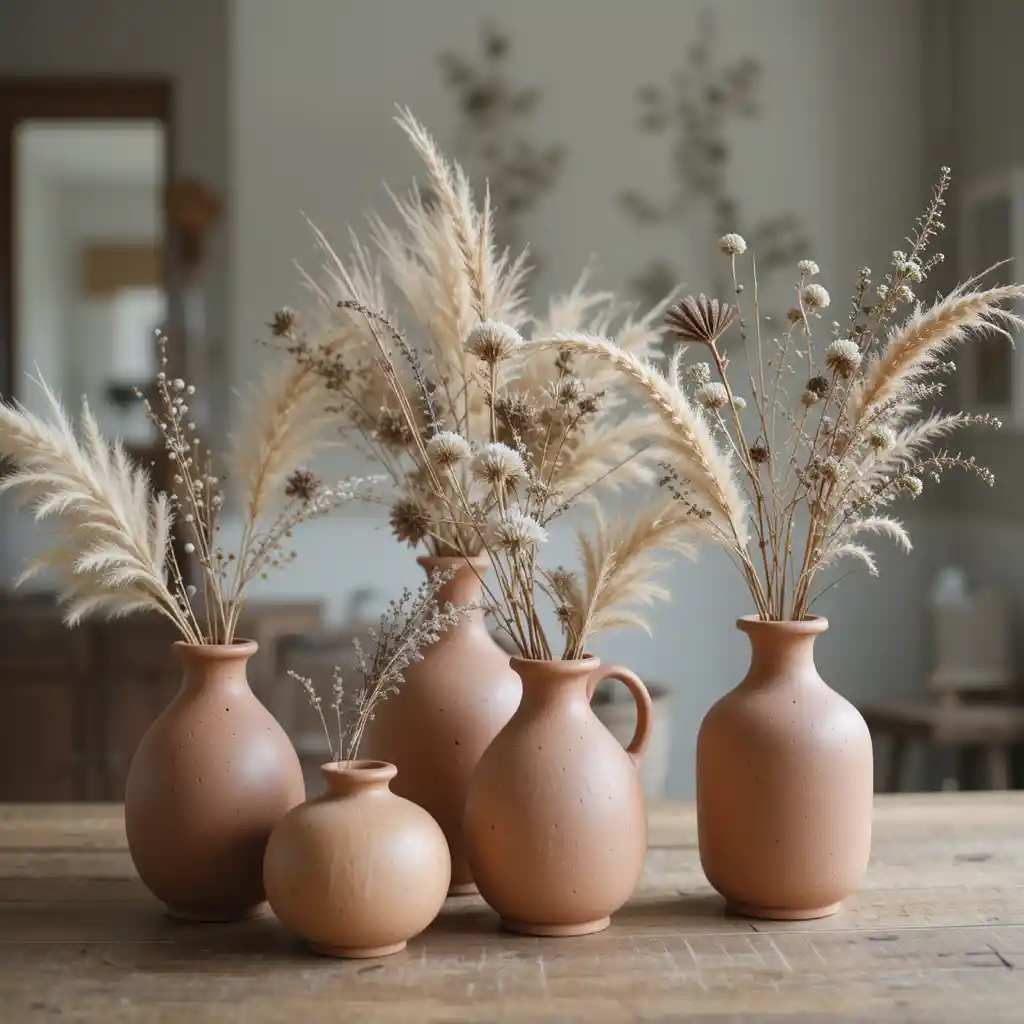 Earthy Clay Vases for Organic Beauty