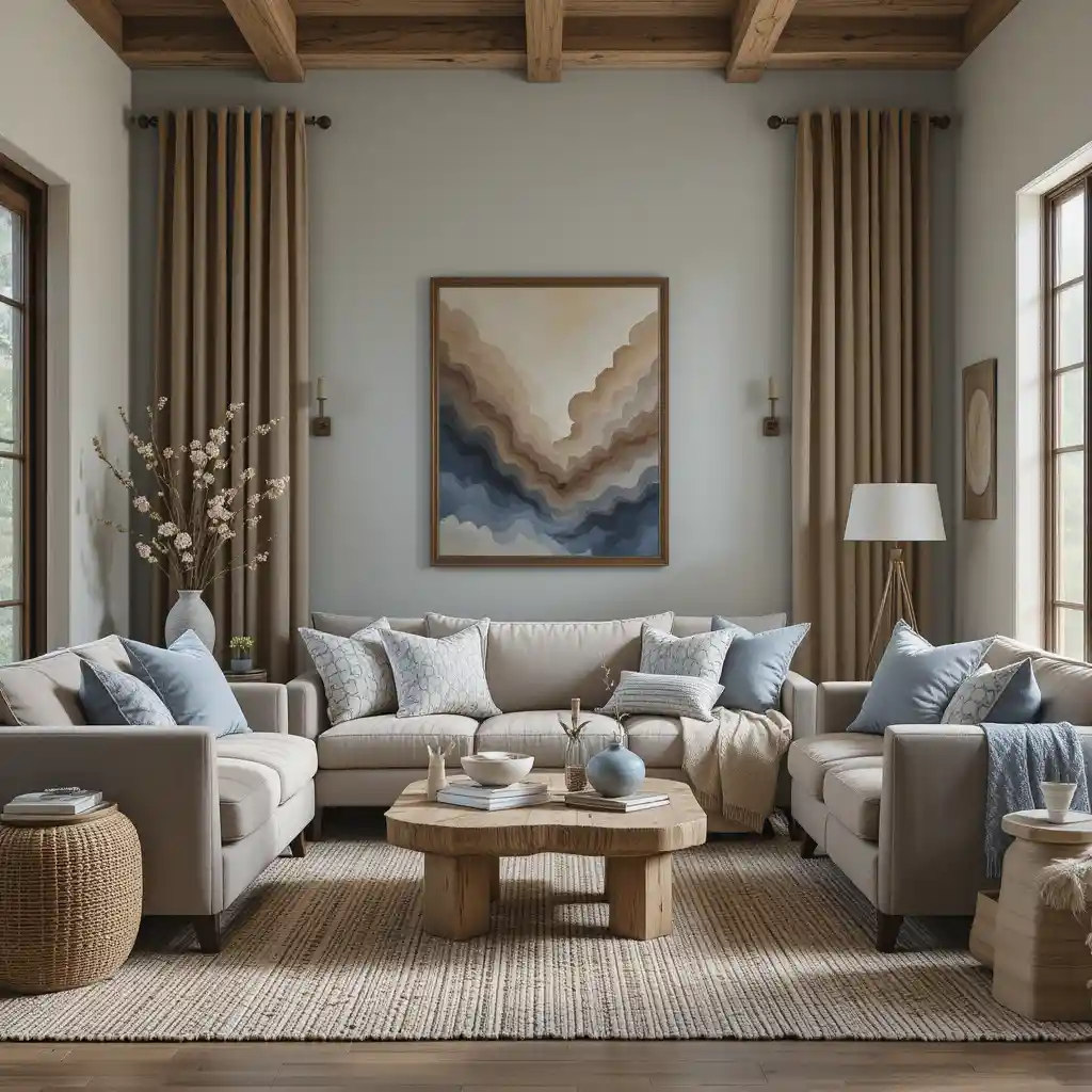 Earthy Harmony with Warm Taupe and Sky Blue