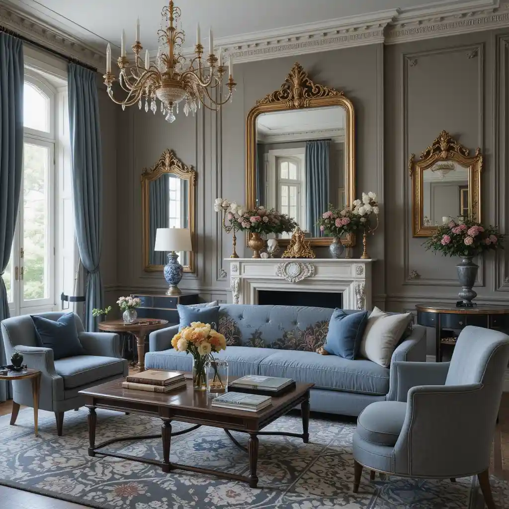 European Chic with Muted Blues and Taupe