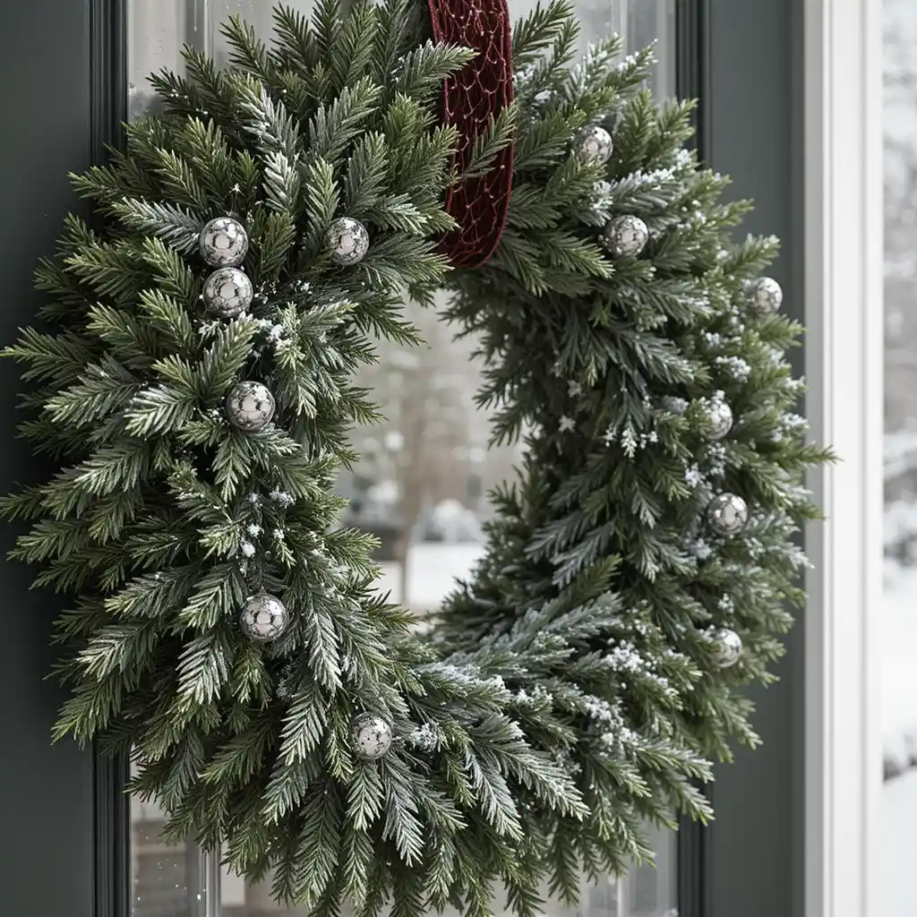 Evergreen Wreaths with Velvet Ribbons