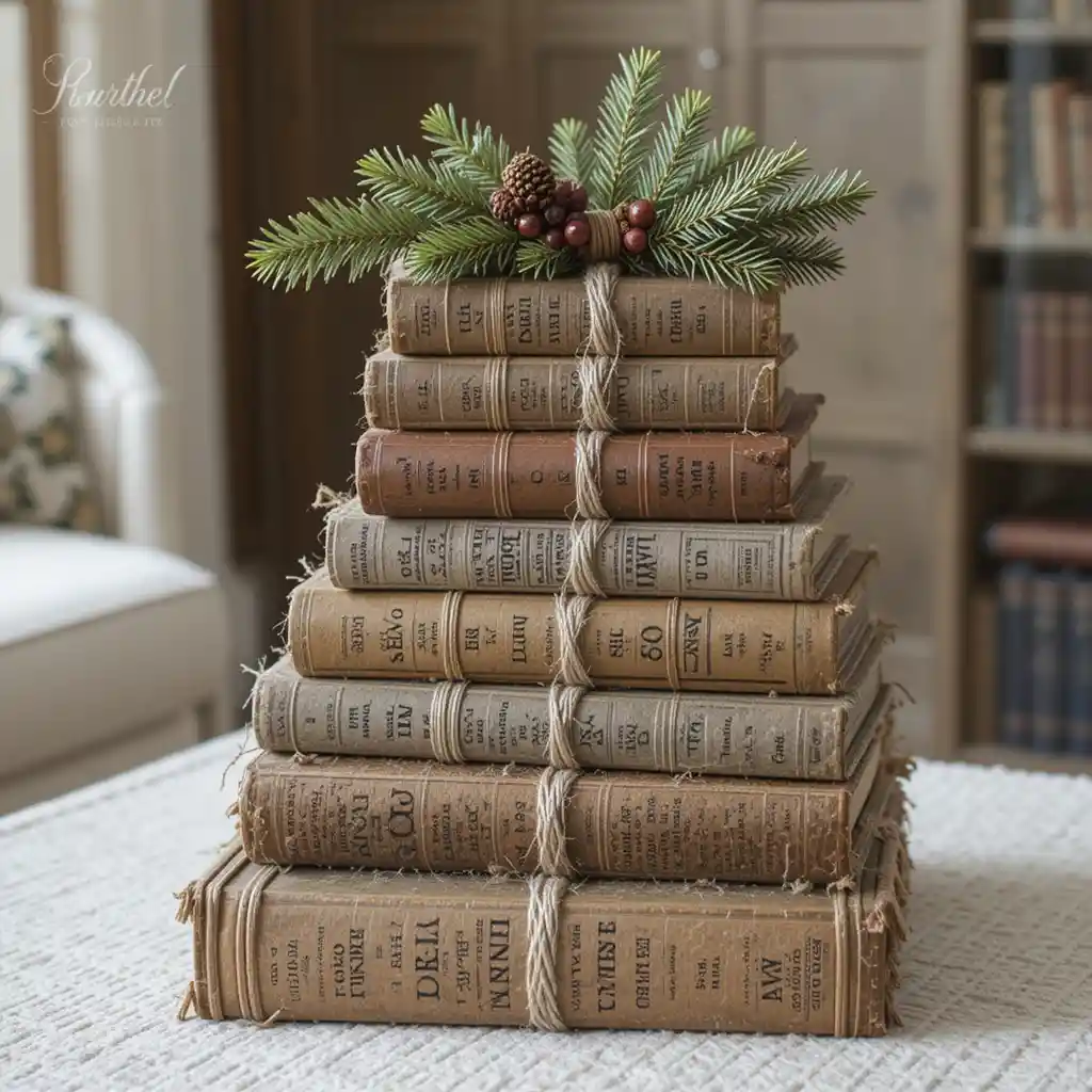 Festive Book Stack Display