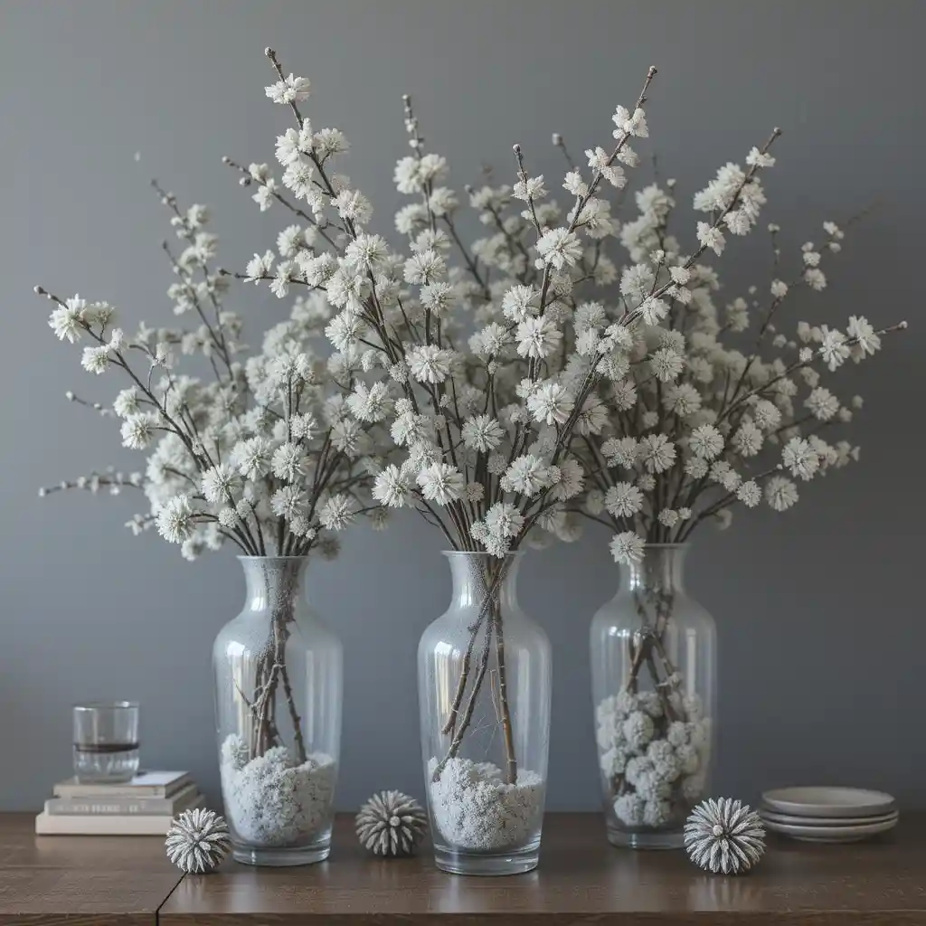 Frosted Eucalyptus in Vases