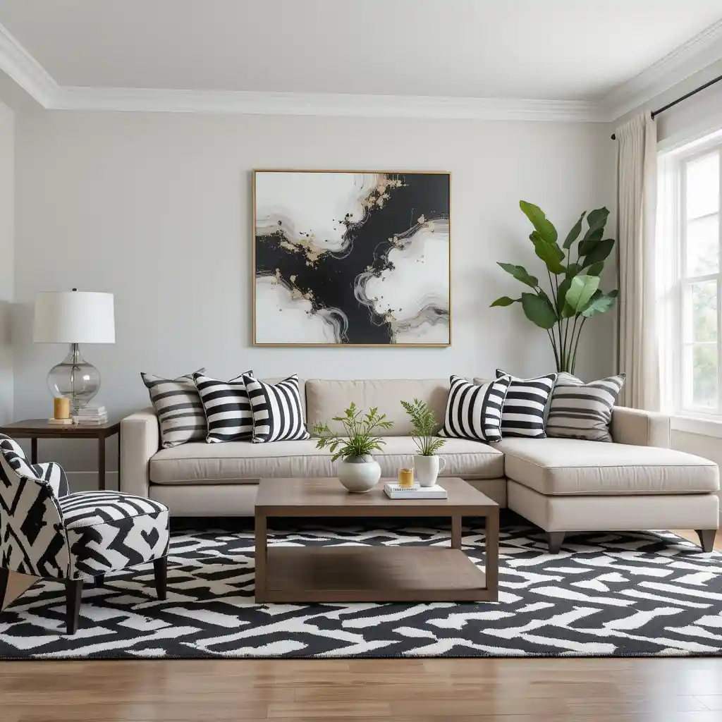 Graphic Black and White Patterns with Beige Balance